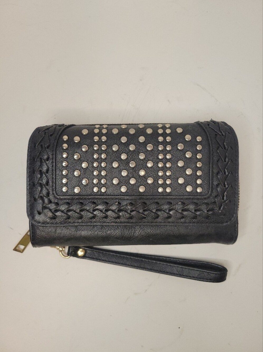 Black Studded Wristlet Wallet